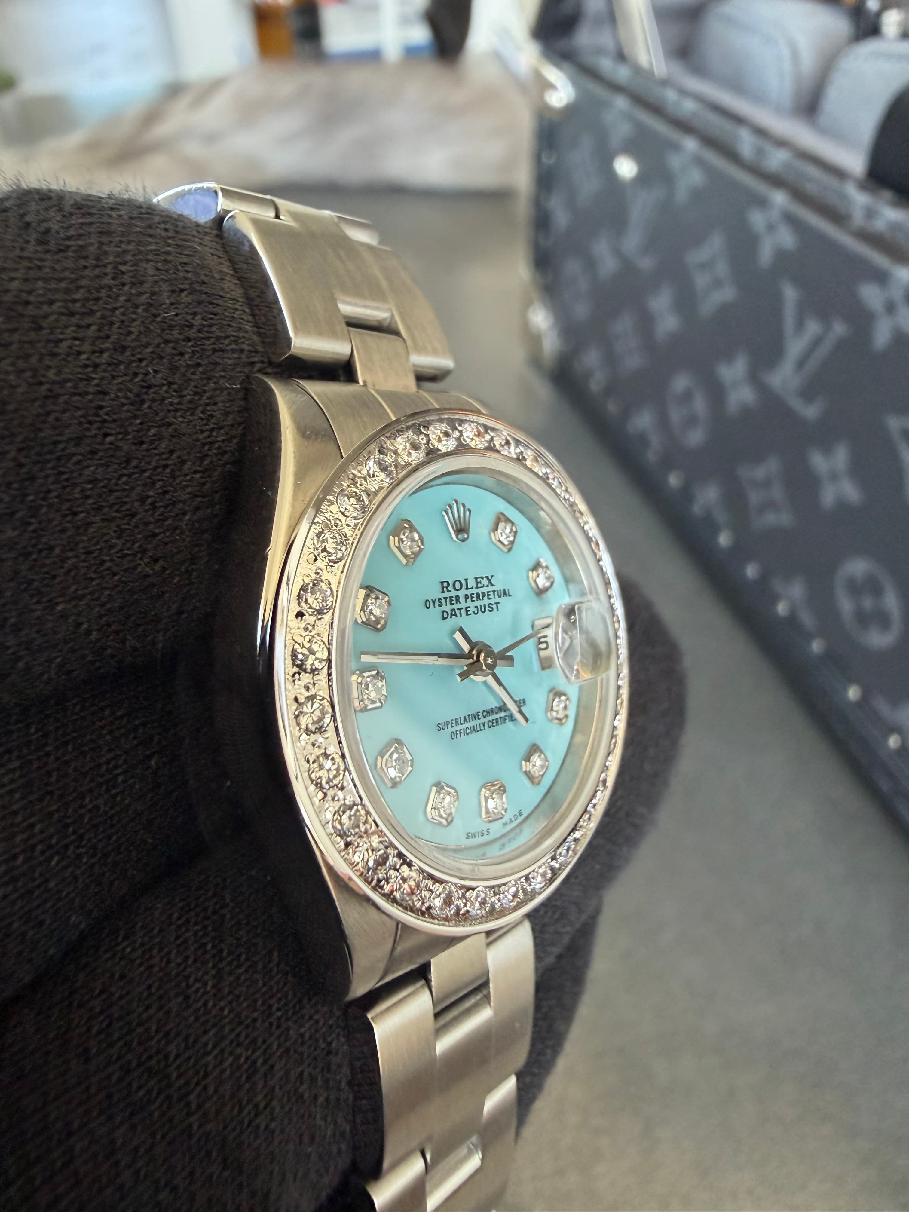 Rolex "Women's" Tiffany Blue Mother of Pearl Diamond Dial 26mm  - view 5