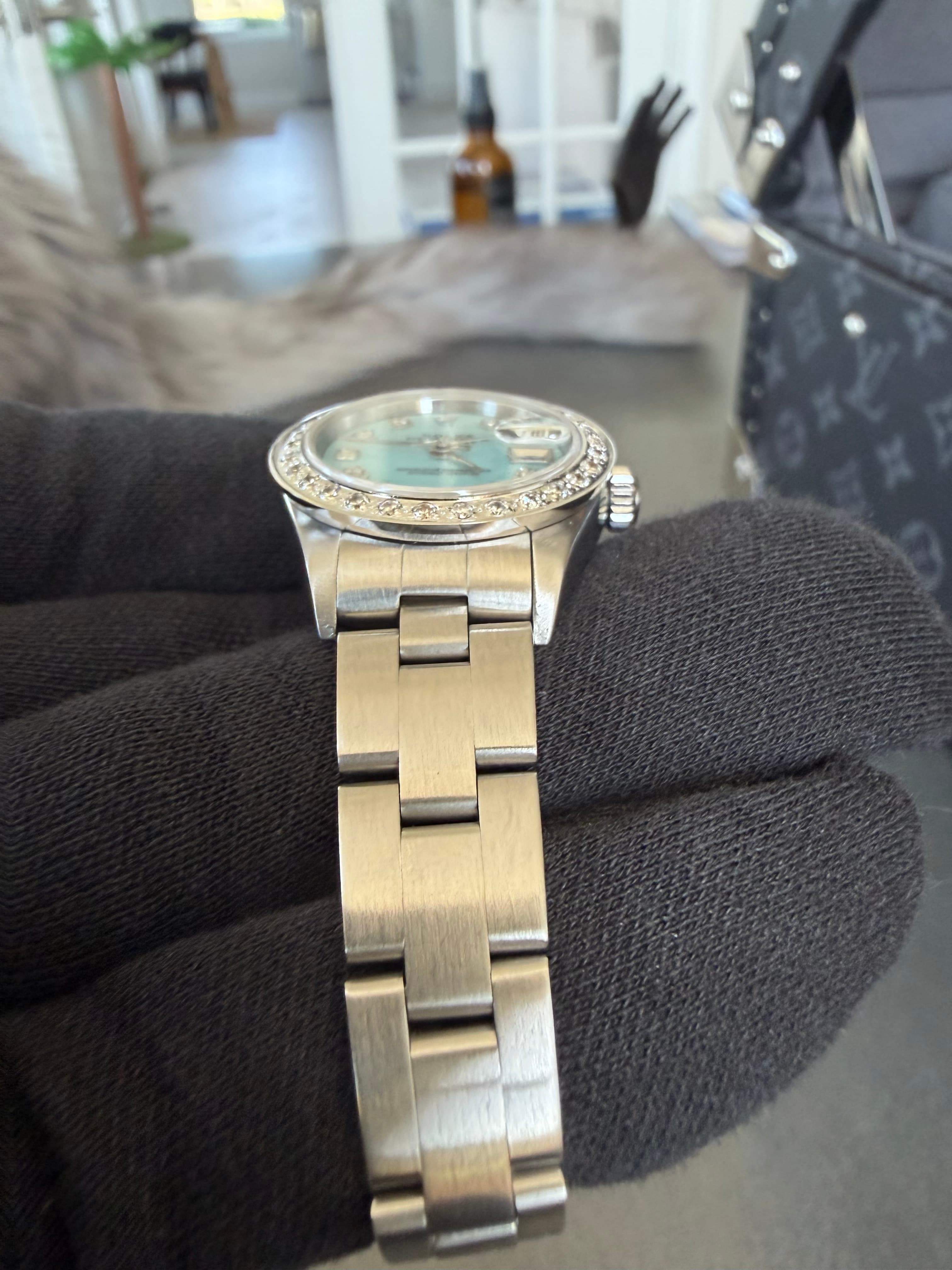 Rolex "Women's" Tiffany Blue Mother of Pearl Diamond Dial 26mm  - view 6